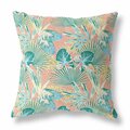 Palacedesigns 28 in. Tropical Indoor & Outdoor Throw Pillow Light Blue & Peach PA3098395